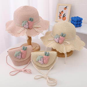 قبعات قش للأطفال عالية الجودة بالجملة مع حقيبة مطابقة، قبعات صيفية رخيصة للفتيات، قبعات قش للأطفال مريحة - Product Image 1