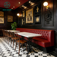 Ensemble de table et chaises de restaurant en cuir rouge avec comptoir en marbre, meubles de banquette Ron Group
