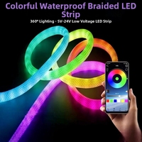 Bande lumineuse LED RGB intelligente à 360 degrés, contrôle par application, mode musique, dégradé de couleurs, pour salle de jeu, chambre, bar, décoration