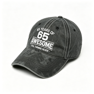 65 Awesome Embroidered Washed Cotton Dad Hat Vintage Distressed Curved Brim Adjustable <b>Baseball</b> <b>Cap</b> Image Letter 65th Birthday - Product Image 5