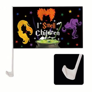Drapeau de fenêtre de voiture sur le thème d'Halloween à prix avantageux, 12x18 pouces, logo personnalisé - Product Image 1