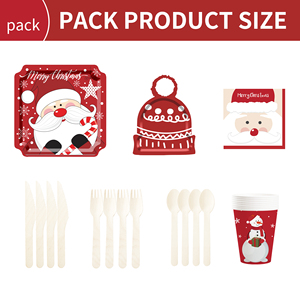 DAMAI Christmas Red Santa Plates Xmas Special-shaped Disposable Paper Plates Cups Napkins for Holidya <b>Table</b> Decoration - Product Image 2