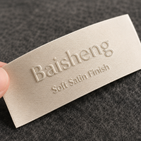 Étiquettes tissées de luxe, logo personnalisé, marque privée, étiquettes de col en satin ivoire gaufrées 3D, étiquettes tissées pour vêtements de créateurs