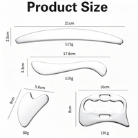 Kit de 4 outils de massage Gua Sha en acier inoxydable multi-formes pour le visage et le corps, avec pochette de rangement en feutre