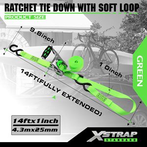 Xstrap Chất <span class=keywords><strong>l</strong></span>ượng cao 2PC 1 inch 14ft nhôm <span class=keywords><strong>L</strong></span> Bar Ratchet dây đai với vòng mềm - Product Image 5