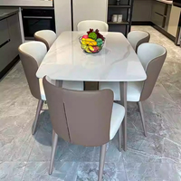 Table et chaises de salle à manger en pierre brillante importées d'Italie, style luxe léger, table de salle à manger italienne simple et moderne pour la maison
