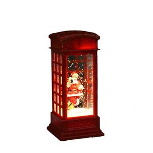 Nueva Lámpara de Viento Navideña LED, Decoración de Cabina Telefónica Retro Europea, Luz Nocturna con Muñeco de Nieve, Rellenable con Agua, de Plástico - Product Image 6