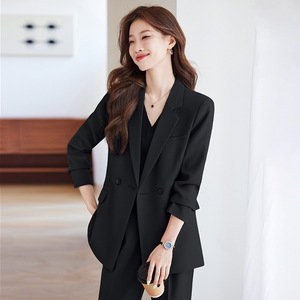 Women's Professional Two Piece Suit Set Solid Color Polyester Anti-Wrinkle Casual Wear For Spring Autumn - Product Image 4