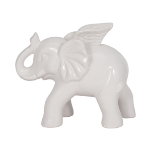 Figurine d'éléphant en céramique avec ailes, pour la décoration de la maison, salle de bain, bureau, salon, présentoir sur étagère - Product Image 1