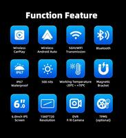 Écran de navigation GPS 6 pouces pour moto avec CarPlay et Android Auto, télécommande, caméra DVR, TPMS, verrou antivol magnétique amovible