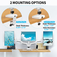 Support triple moniteur jusqu'à 27 pouces, blanc, pour 3 moniteurs, fixation sur bureau