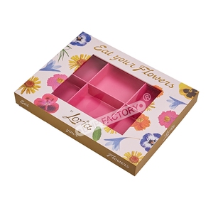 Caja de Embalaje para Galletas con Diseño Floral, Caja de Dos Piezas con Logotipo Estampado en Oro, Inserto de Cartón Gris, Ventana Transparente de PVC, Caja de Regalo - Product Image 5