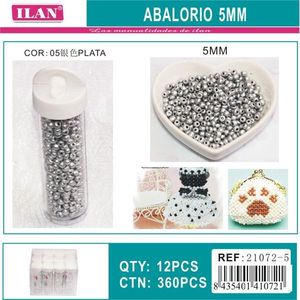 ILAN Abalorio Perline d'argento da 5 mm per la creazione di gioielli, 12 pezzi per tubo - Product Image 3