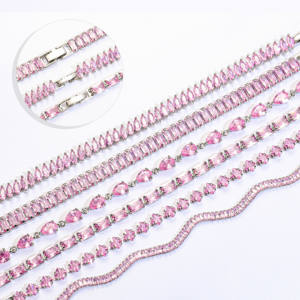 Ingrosso CM gioielli Pulsera De Tenis argento placcato oro bianco da <span class=keywords><strong>donna</strong></span> Trendy <span class=keywords><strong>rosa</strong></span> rettangolo a goccia Hip Hop <span class=keywords><strong>bracciale</strong></span> Tennis - Product Image 5