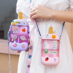 Bouteille d'eau de luxe 2026 en forme de bâtonnet de glace, vente en gros, logo personnalisé, mignonne tasse à paille pour enfants avec sangle d'épaule réglable - Product Image 2