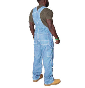 WSU-014 Ready to Ship Multi-pocket Loose Jeans Trousers Cotton Denim <strong>Overalls</strong> for <strong>Men</strong> - Product Image 5