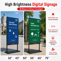 Affichage numérique sur pied pour la signalisation des places publiques, des parcs et la navigation urbaine, ville intelligente, haute luminosité 3000 cd, 65 pouces
