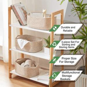 Keranjang Dekoratif Kain Tenun Persegi Panjang dengan Pegangan untuk Penyimpanan Rumah atau Pengorganisasian Set Hadiah - Product Image 6