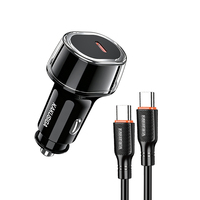 KAKUSIGA Pabrik Langsung 45W Set Charger Mobil KSC-1999 Satu Port dengan Satu Kabel Type-c ke Type-c untuk Perjalanan Mobil, Berkemah