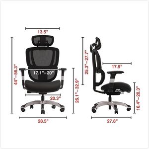 Chaise multifonctionnelle Alera Minverva Pro, capacité de charge de 275 lb, hauteur d'assise de 17,7 po à 21,4 po, siège et dossier noirs, base noire en mousse de nylon - Product Image 1