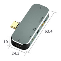 Hub d'extension USB multiport femelle vers type C mâle X2-USB3.0 + USB2.0 + TYPE-C2.0 + convertisseur de données de transfert audio 3.5mm pour téléphone