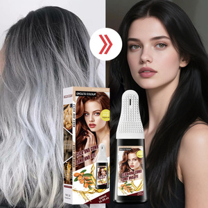 Tinte para el Cabello Negro sin Amoníaco con Aceite de Argán OEM ODM, Champú Tinte para el Cabello Castaño Oscuro Black Magic para Uso Doméstico con Peine - Product Image 3