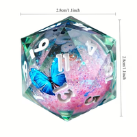 Dés à jouer polyédriques en résine liquide, peints à la main, écologiques, à bords vifs, avec paillettes galaxie, motif chat noir mignon, pour DND RPG TTRPG