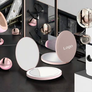 Espejo de <span class=keywords><strong>tocador</strong></span> con aumento LED de doble cara portátil, bonito espejo de mano de bolsillo compacto con logotipo personalizado, espejo de maquillaje con pantalla táctil - Product Image 3