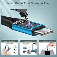 Cable de Datos USB-C a USB-C de Doble Cabeza, USB 2.0 Tipo-C PD 100W, Carga Rápida, Conductor de Cobre Puro, Cable Trenzado de Nailon para