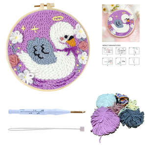 Kit de démarrage pour broderie Punch Needle, kit d'artisanat DIY pour débutants et adultes, kit de broderie Punch Needle Swan, cadeau d'artisanat DIY - Product Image 1