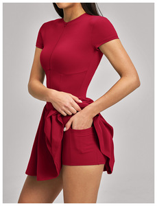 Robe de tennis pour femme avec logo personnalisé, plissée, sans manches, avec short intégré, robe de golf athlétique avec poches, ensembles de vêtements - Product Image 6