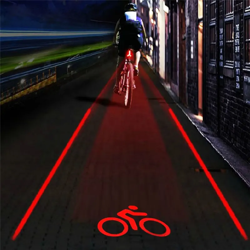 Proyector de LOGO láser para bicicleta, luz trasera de seguridad, 5 LED