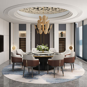 Chaise de salle à manger italienne de luxe Panneau MDF Cuir PU écologique Tabouret d'hôtel moderne haut de gamme Dossier en métal pour une négociation simple - Product Image 5