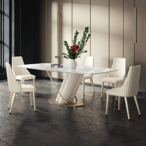 Eettafel Stoelen Duurzaam Binnen Buiten Hotel Koffie Restaurant 6 Persoons Gesinterd Steen Uitschuifbaar Geassembleerde Meubelsets - Product Image 1