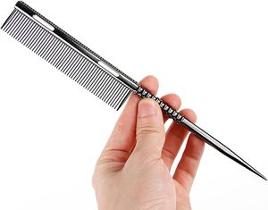 Peine de Metal con Punta Dorada de Alta Calidad con Logotipo Personalizado, Peine de Acero Inoxidable Iónico <span class=keywords><strong>Resistente</strong></span> <span class=keywords><strong>al</strong></span> Calor para Cortar el Cabello, Herramienta de Peluquería - Product Image 6