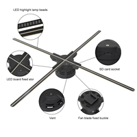 Proyector Holográfico de Piso 3D de 100 cm, Ventilador Holográfico 3D LED de Gran Tamaño para Tiendas, Bares, Halloween
