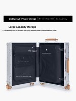 Valise à roulettes de style Dream Traveler, grande capacité, épaissie, 37L, en alliage d'aluminium-magnésium, avec serrure TSA, étanche, ultra-légère