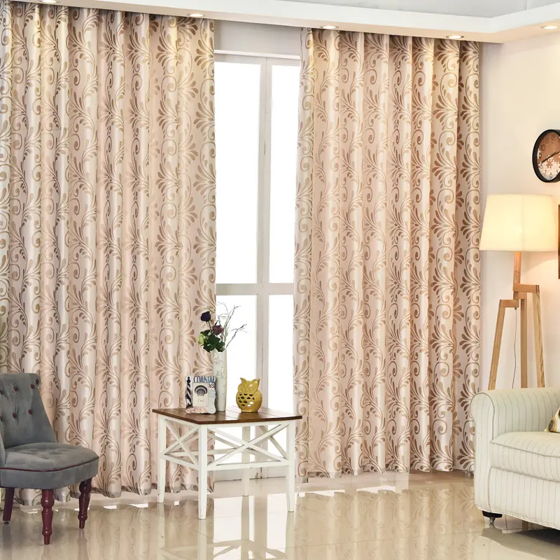 Simple Floral Pattern Jacquard Curtains Elegant Window Curtains for the Living Room Grommet Curtain Drapes for Bedroom