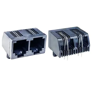 RJ11 Earless Full plastik 6P2C 1X2 Ethernet soket connector double port konektor