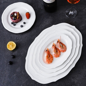 Assiette en céramique gaufrée Pâtes Steak Purée Salade Dessert Fruits Poisson Plateau de service Assiettes latérales Restaurant Vaisselle - Product Image 5