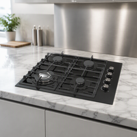 Cuisinière à gaz encastrable 4 brûleurs avec plaque en verre trempé, allumage électronique, compatible GPL/GN, 60 cm – Vente en gros usine