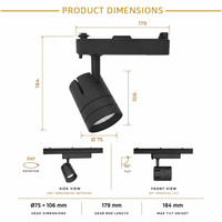 Sistema de Rieles de Iluminación LED Comercial ODM de 12W, 15W, 20W, 25W, Foco COB Ajustable de Alto CRI para Exhibición en Salas de Azulejos