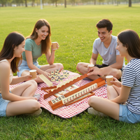 Table de Mahjong Moderne en Bois et Support de Rangement avec Poussoir, Porte-Pièces de Mahjong Américain, Ensembles de Mahjong Festonnés 18" 20 Pouces