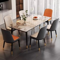 Ensemble de table à manger rectangulaire moderne en pierre frittée, mobilier de salle à manger pour appartement et salle à manger de petite taille