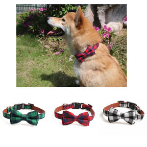 OT ALE EW Fashion Weed Ecolorful colorful colorido ajustable de seguridad hilo de algodón clásico escocés teñido con pajarita <span class=keywords><strong>collar</strong></span> a cuadros para perros y Mascotas - Product Image 6