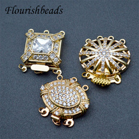 Connecteurs de bijoux en forme de rectangle géométrique ovale plaqué or anti-décoloration, design délicat, pavé de zircones cubiques, fermoir boîte pour la fabrication de bracelets