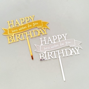 Nuovo Design acrilico <span class=keywords><strong>buon</strong></span> compleanno Cake Topper forniture per feste decorazione per torte auguri per te Cake Toppers - Product Image 1