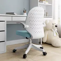 Chaise de bureau ergonomique coloré, pour maison et ordinateur, moderne, pivotante, en tissu, pour étudiants, blanc