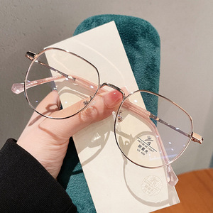 Qianai - Monturas de Gafas Metálicas Irregulares, Montura Completa, Anti Luz Azul, Unisex, Ovaladas, Lentes de Acetato P5 58022 - Product Image 1