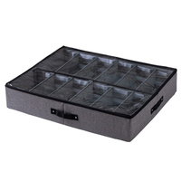 Boîte de rangement pliable personnalisable en non-tissé à 12 compartiments pour chaussures sous le lit, avec couvercle transparent à fermeture éclair, grande taille, vente en gros